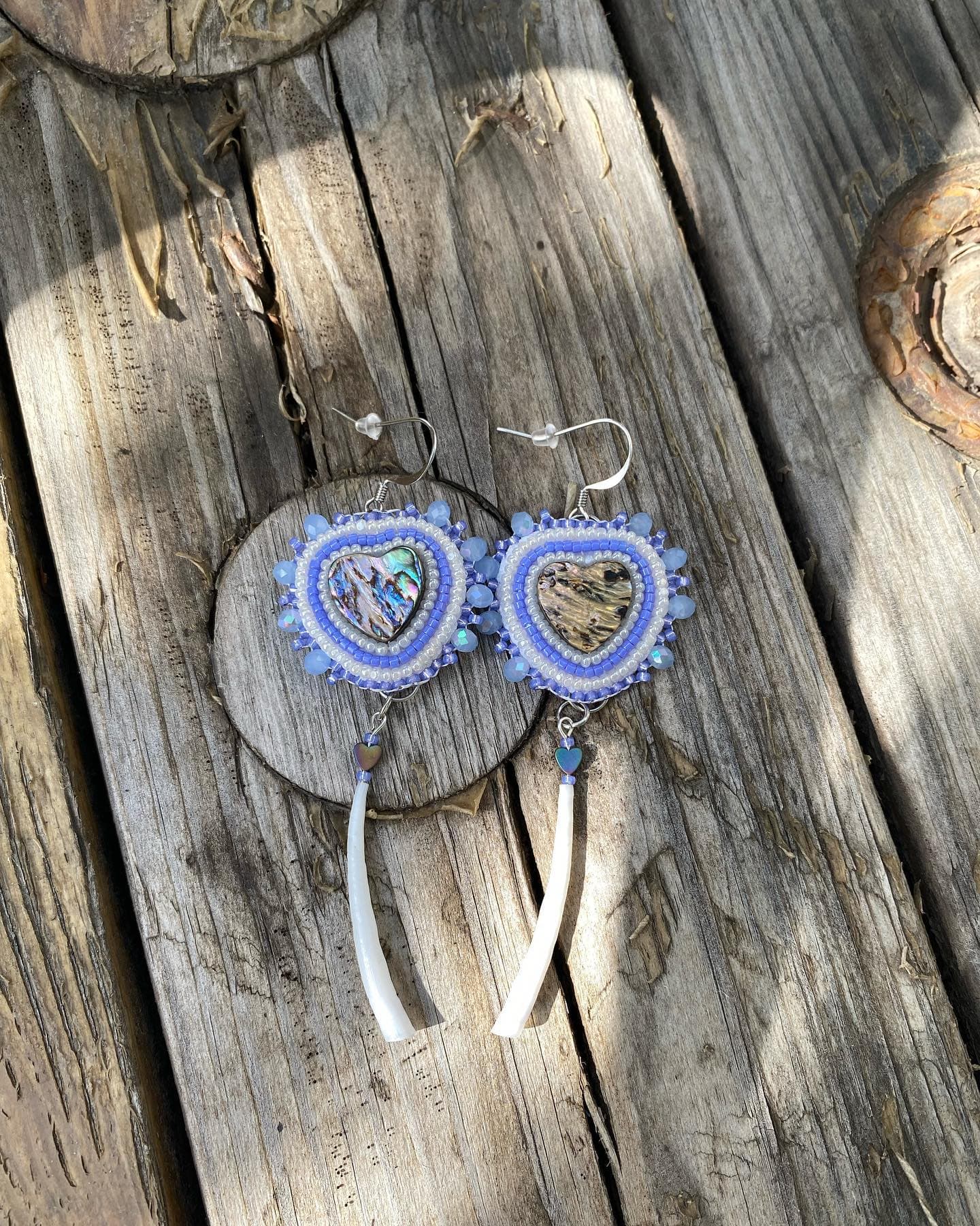 Abalone Heart Earrings — Periwinkle