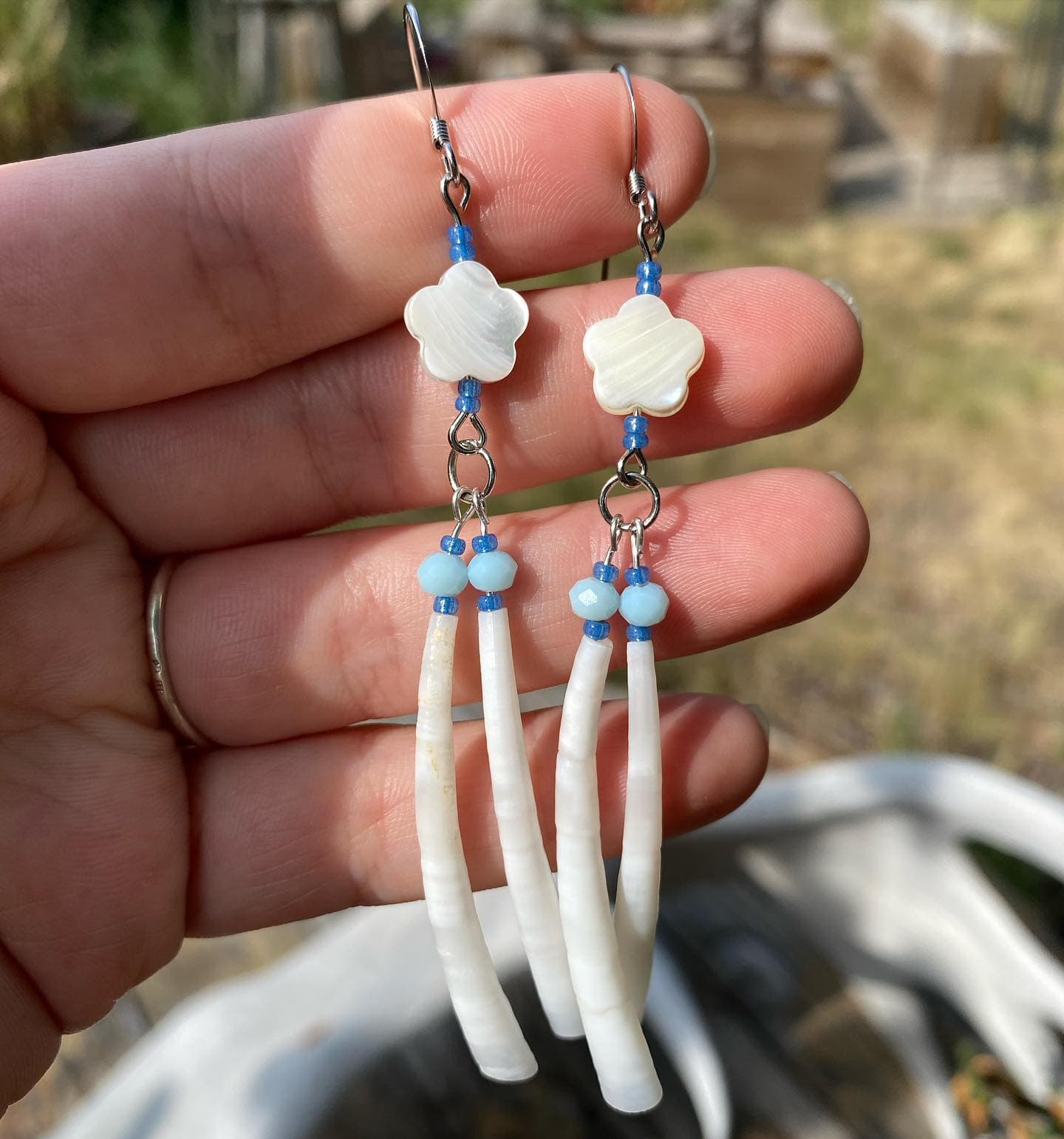 Pearl Flower Earrings — Shell Drops